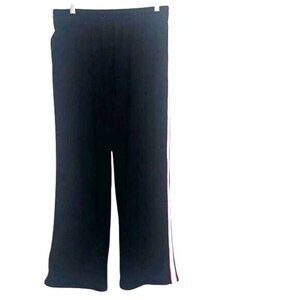 Danskin Now Womens Black Mesh Athletic Pants W/ Pink & White Stripes L/10-12